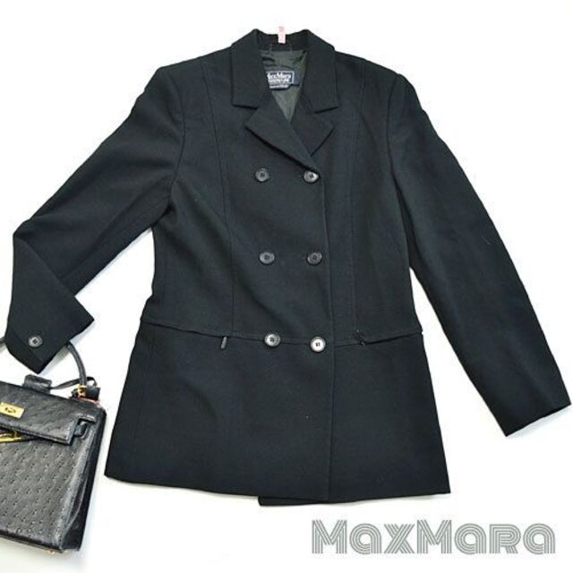 Max Mara - マックスマーラ■チェスタージャケットコート  ブラック　黒　38　ウール