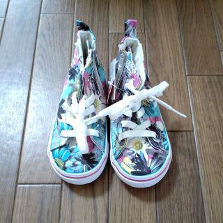 ヴァンズ(VANS)の新品未使用☆VANS　花柄ハイカットスニーカー☆17cm(スニーカー)