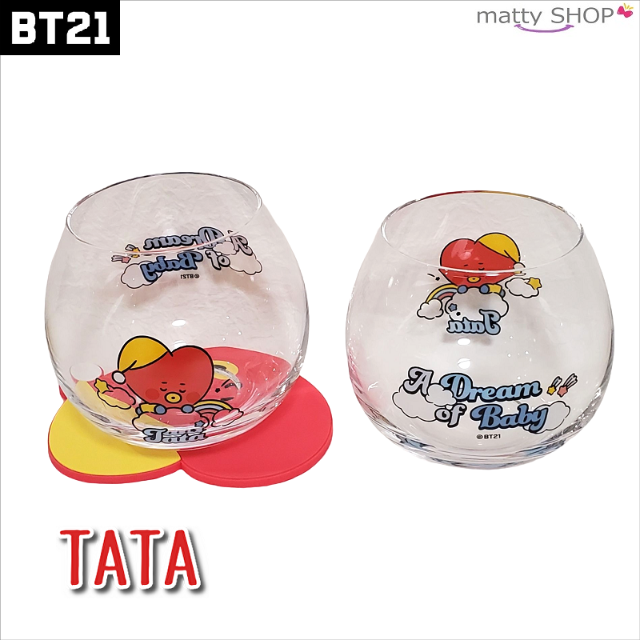 防弾少年団(BTS)(ボウダンショウネンダン)のBT21 公式グッズ"TATA"【コップ 320ml＆コースターセット】 インテリア/住まい/日用品のキッチン/食器(グラス/カップ)の商品写真