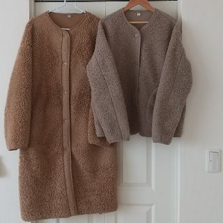 ユニクロ(UNIQLO)の【UNIQLO】冬物コート2点セット　ボアロングコート&ボアフリースジャケット(ブルゾン)