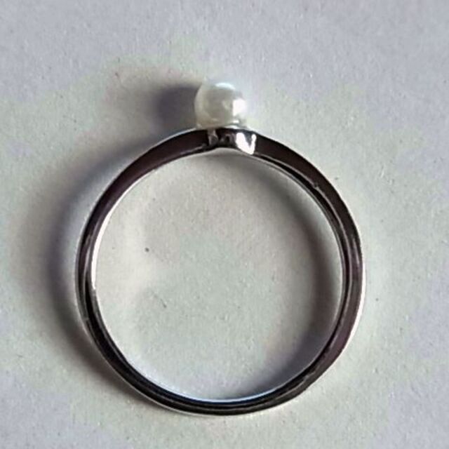 未使用品シルバーカラー リング指輪15号1粒フェイクパール男性メンズレディース レディースのアクセサリー(リング(指輪))の商品写真