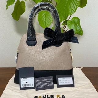 ポールカ(PAULE KA)の【未使用】ポールカ　ハンドバッグ　グレージュ×黒(ハンドバッグ)