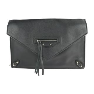 バレンシアガ(Balenciaga)のBALENCIAGA バレンシアガ  ペーパー ジップアラウンド サイト クラッチバッグ 357328   カーフレザー ブラック   セカンドバッグ ハンドバッグ 【本物保証】(セカンドバッグ/クラッチバッグ)