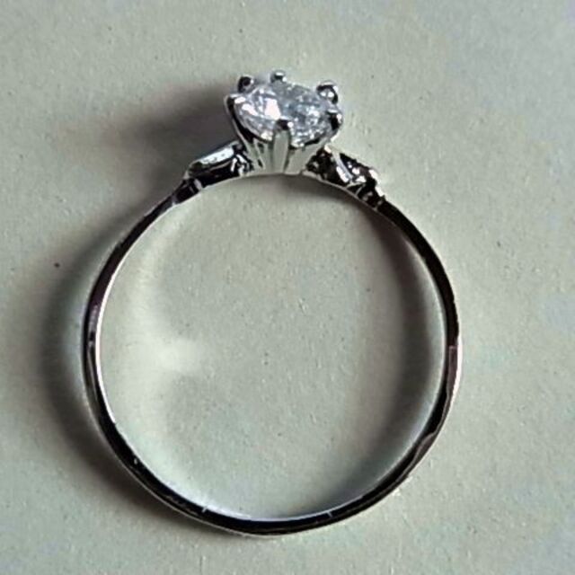 未使用品シルバーカラー リング指輪17号ハート立爪CZキュービックジルコニア レディースのアクセサリー(リング(指輪))の商品写真