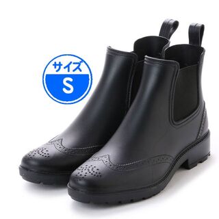 【新品 未使用】サイドゴア レインブーツ ブラック メンズ S 黒 16033(長靴/レインシューズ)