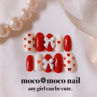 ●即購入禁止●ネイルチップ 韓国 フレンチガーリー ハート リボン 白nail