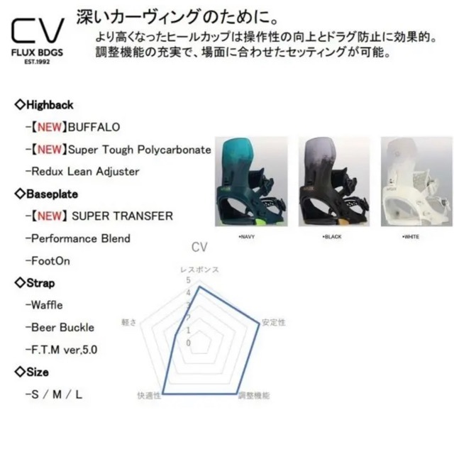 FLUX CV Sサイズ 白 ビンディング スノーボード ラマ先生 - バインディング