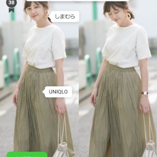 UNIQLO - ユニクロ ワッシャーサテンスカートパンツの通販 by