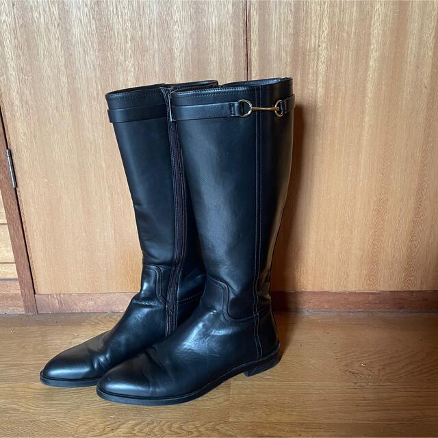 ZARA - ZARA ザラ バックル付きフラットロングブーツ 黒 38の通販 by