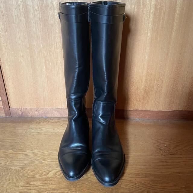 ZARA - ZARA ザラ バックル付きフラットロングブーツ 黒 38の通販 by