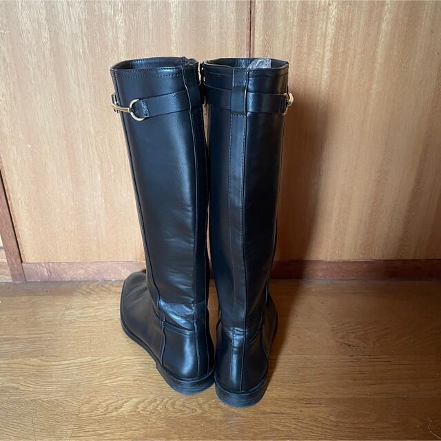 ZARA - ZARA ザラ バックル付きフラットロングブーツ 黒 38の通販 by