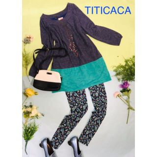 チチカカ(titicaca)のTITICACA　2色コンビのチュニックオシャレカジュアル(チュニック)