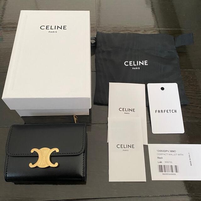 新品未使用CELINE コイン入れ付コンパクトウォレット シャイニーカーフ