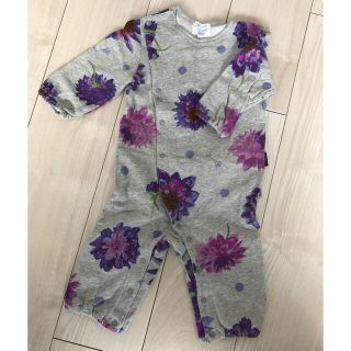 ハッカベビー(hakka baby)の美品‼️HAKKA baby ベイビーロンパース　花柄　フリル(ロンパース)