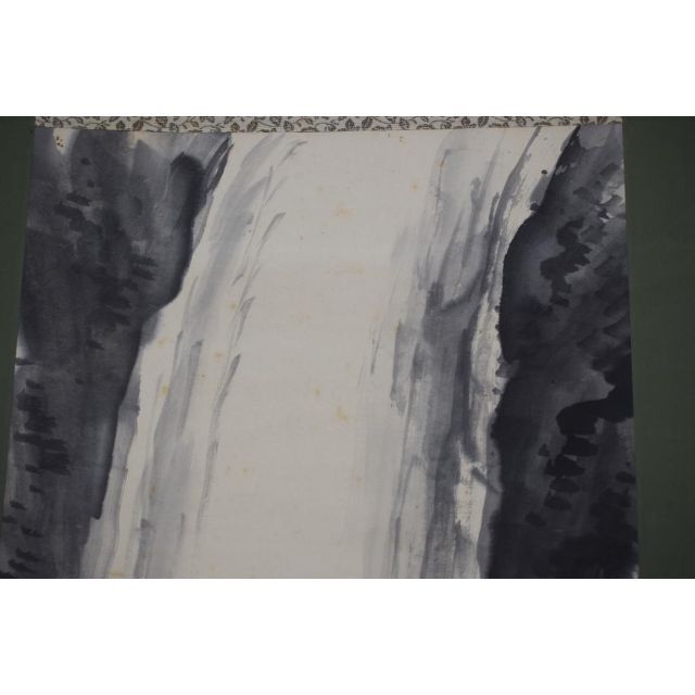 今季一番 【真作】山田秋坪/瀑布図/滝之図/掛軸☆宝船☆Z-136 絵画+タペストリー