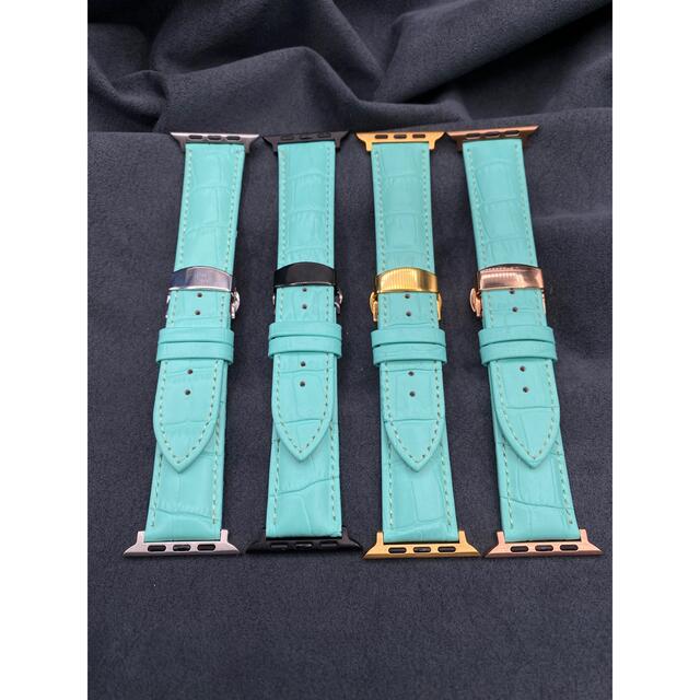ティファニーブルー本革オリジナルレザーベルト　アップルウォッチ用 レディースのファッション小物(腕時計)の商品写真