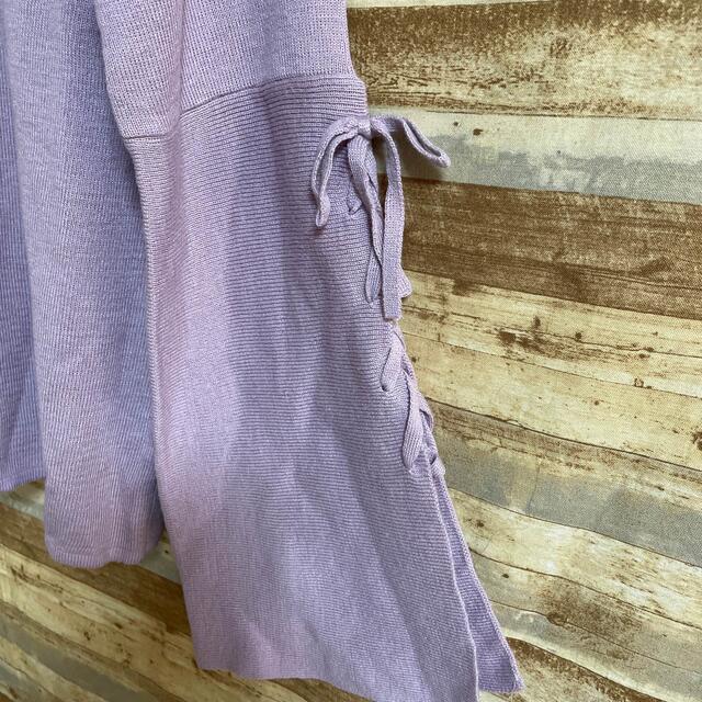 カットソー ニット 紫  Lサイズ レディースのトップス(ニット/セーター)の商品写真