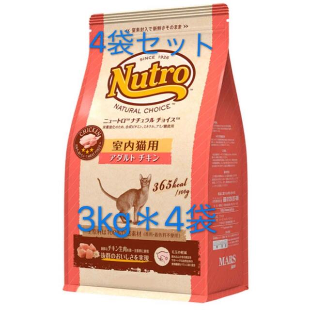 ニュートロ　nutro 室内猫用 チキン3kg 業務用4袋セット  成猫用