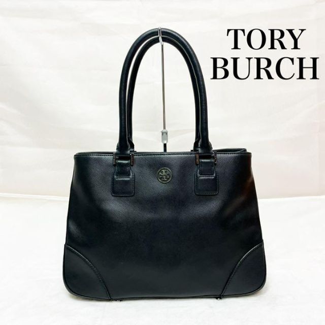 Tory Burch(トリーバーチ)の美品　TORY BURCH ハンドバッグ ロビンソン 黒 サフィアーノ手鏡付き レディースのバッグ(ハンドバッグ)の商品写真