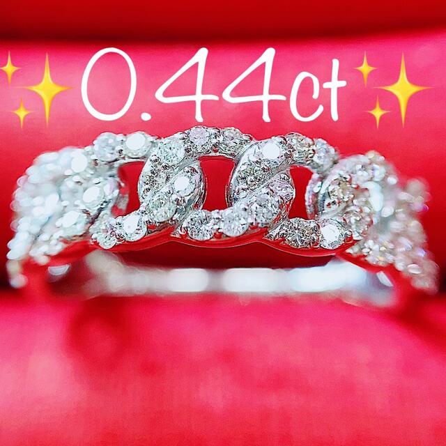☆0.44ct☆✨ダイヤモンドプラチナ クロスリング指輪12号ハーフ