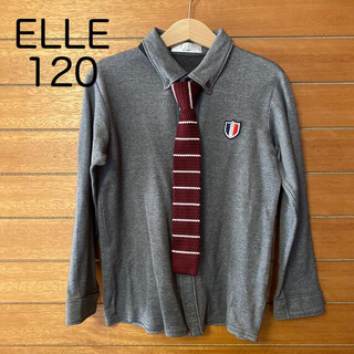 エル(ELLE)のELLE 120 グレー シャツ ストレッチ素材 ネクタイ付き(ブラウス)