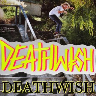 ハフ(HUF)のDEATHWISHデスウィッシュUS限定ダブルプリントSK8ロゴステッカーyel(スケートボード)