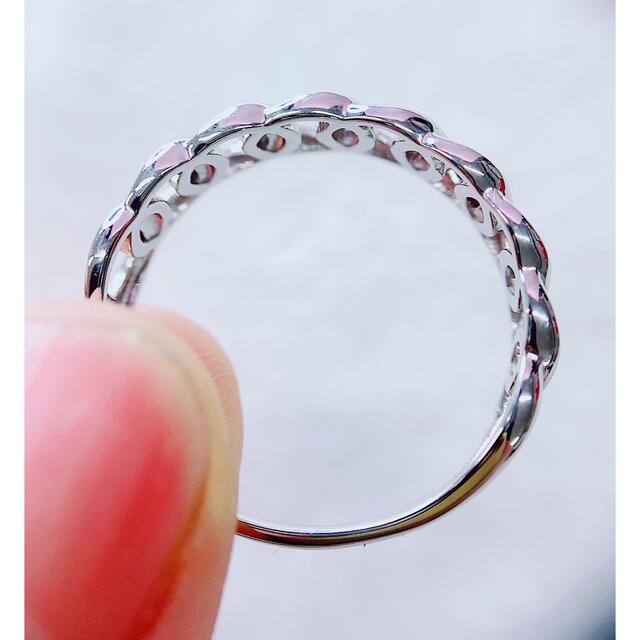 ★Pt950★✨プラチナ クロスリング指輪15号ハーフエタニティ レディースのアクセサリー(リング(指輪))の商品写真