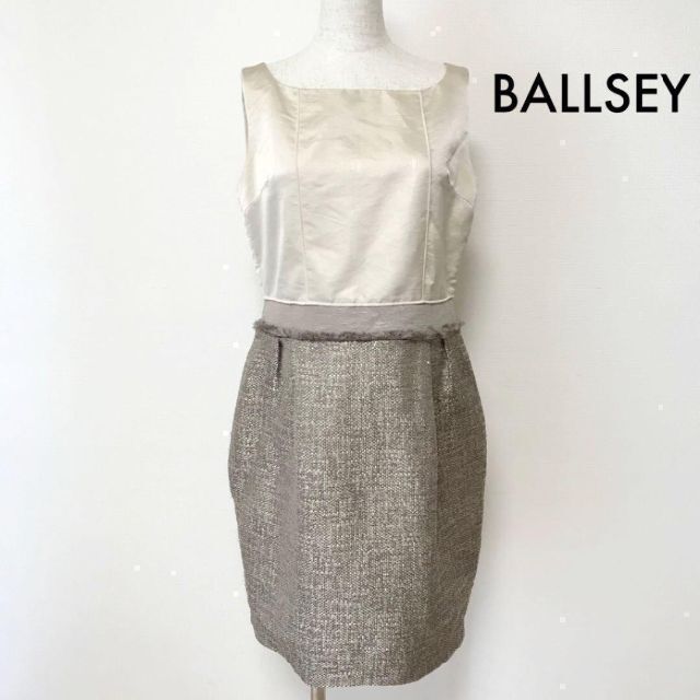 Ballsey(ボールジィ)のボールジィ BALLSEY シルク混 切替 ノースリーブ ワンピース 38M レディースのワンピース(ミニワンピース)の商品写真