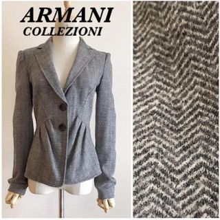 アルマーニ コレツィオーニ(ARMANI COLLEZIONI)のARMANI COLLEZIONI ヘリンボーン ウール ニットジャケット(テーラードジャケット)