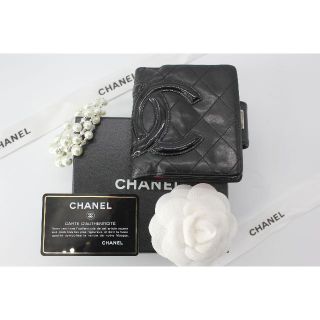 シャネル(CHANEL)の良品 シャネル カンボンライン ２つ折がま口財布 コンパクト財布 小銭入れ付 黒(財布)