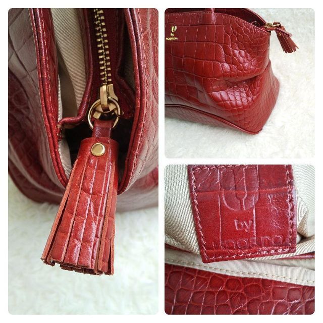 U by ungaro - U by ungaro 牛革 クロコ型押し ハンドバッグ タッセル