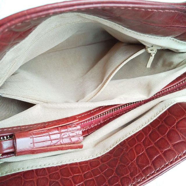 U by ungaro - U by ungaro 牛革 クロコ型押し ハンドバッグ タッセル