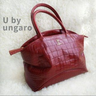 ユーバイウンガロ(U by ungaro)のU by ungaro 牛革 クロコ型押し ハンドバッグ タッセル ファスナー(ハンドバッグ)