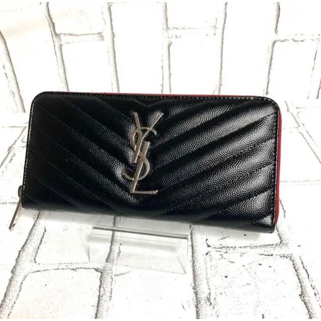 ☆美品☆ イヴ・サンローラン YSL 長財布 キャビアスキン ラウンド