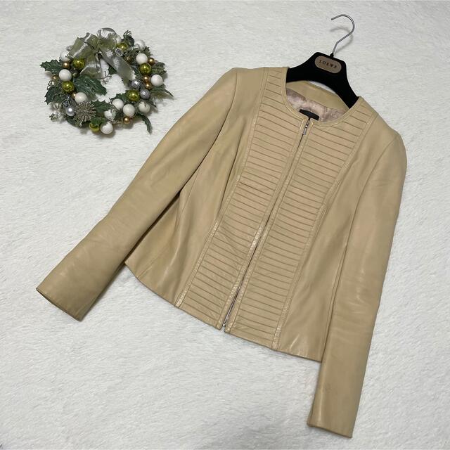 本物 ロエベ ノーカラー ジップアップ ラム レザー ジャケット 38