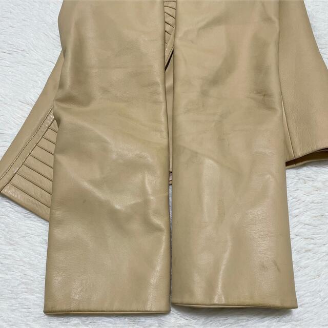 本物 ロエベ ノーカラー ジップアップ ラム レザー ジャケット 38