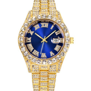 ブルー　ゴールドブリンブリン　男女兼用　メンズ腕時計　デイカウント　最安値　金青(腕時計(アナログ))