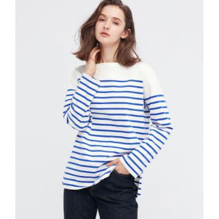 ユニクロ(UNIQLO)のボーダーオーバーサイズT（長袖）ユニクロ３XL(Tシャツ(長袖/七分))