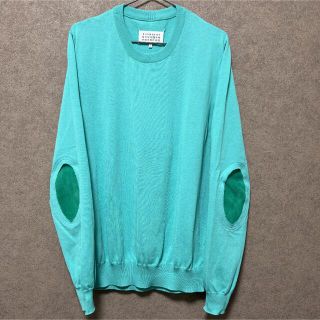 マルタンマルジェラ(Maison Martin Margiela)のマルジェラ　クルーネック　ニット　エルボーパッチ　パッチ　レザー　定番　L(ニット/セーター)