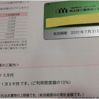 イセタン(伊勢丹)の男性名義 三越伊勢丹 株主優待券 優待限度額 15,000円(ショッピング)