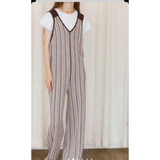 シールームリン(SeaRoomlynn)のシールームリン MULTI STRIPE RIB ニットロンパース　Sサイズ(オールインワン)