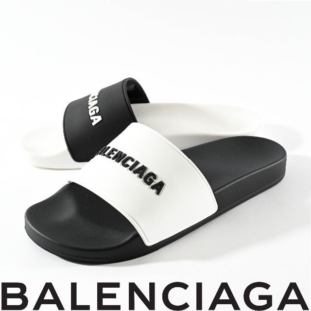 数量は多い 新品 BALENCIAGA シャワーサンダル LOGO SLIDE POOL - 靴/シューズ - www.petromindo.com