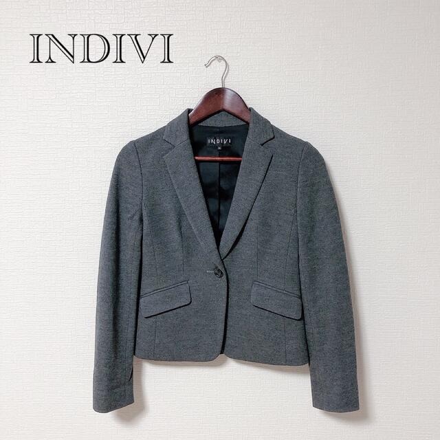 【美品】INDIVI  スーツ ジャケット  グレー  36 毛100％