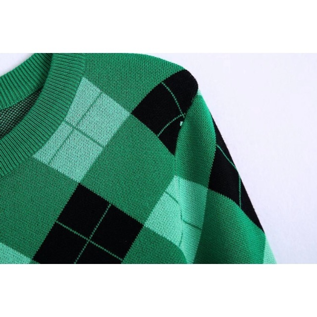 ZARA(ザラ)の🧥2月新作👠7387◆green アーガイル柄 ニット カーディガン レディースのトップス(カーディガン)の商品写真