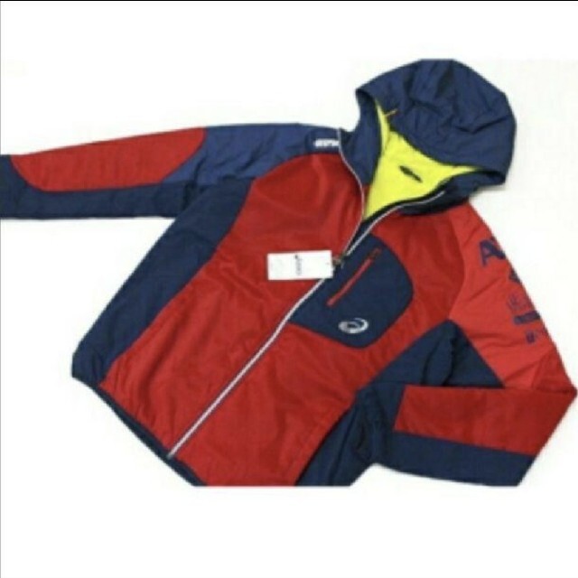 asics(アシックス)のアシックス A77 パデットパーカージャケット 赤×青 Ｌ 新品 未使用タグ付き メンズのジャケット/アウター(ナイロンジャケット)の商品写真