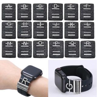 Apple Watch バンド イニシャル チャーム シルバー アルファベットの