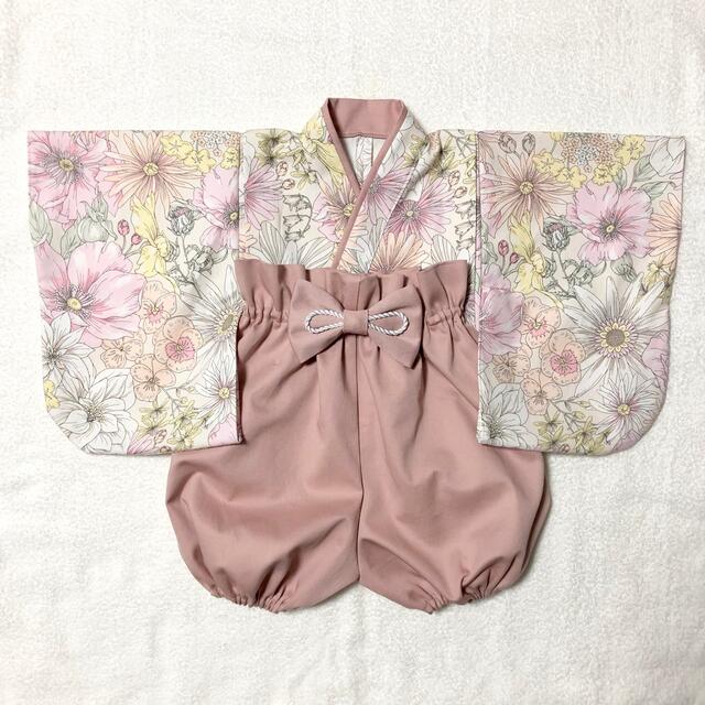 ベビー袴 くすみピンク ハンドメイド 手作り - 和服/着物