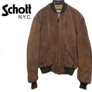 ショット レザージャケット/革ジャン(メンズ)(ブラウン/茶色系)の 感謝価格 SCHOTT スエード レザーGジャン USA製 激シブ! レザージャケット