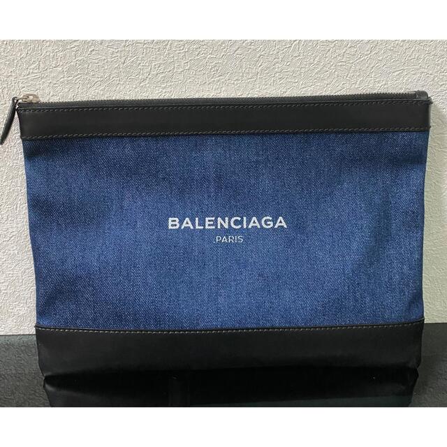 ファスナー内部BALENCIAGA バレンシアガ 420407 デニムクラッチバッグ