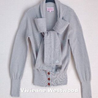 ヴィヴィアンウエストウッド(Vivienne Westwood)の【Vivienne westwood】シルク混 リボン 刺繍ORB カーディガン(カーディガン)